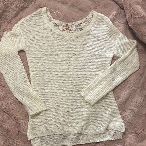 Hippie Rose Cream Crew Neck Sweater with Relaxed Fit